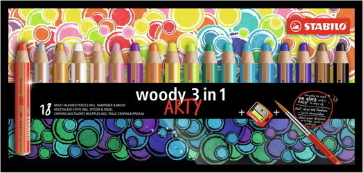 Farbičky STABILO woody 3 in 1 ARTY